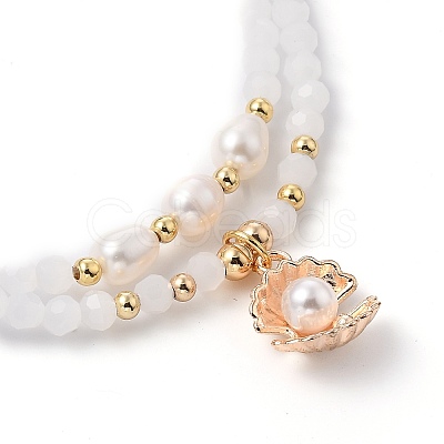 Faceted Glass Bead Stretch Bracelets BJEW-JB05488-02-1