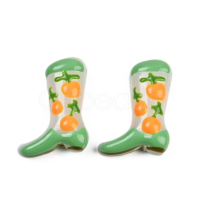 Boot Baking Paint Glass Enamel Beads LAMP-C020-02H-1
