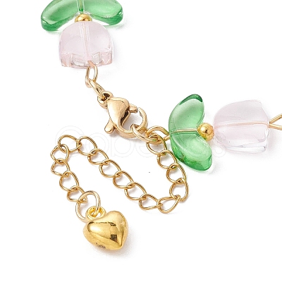 Glass Flower Beaded Bracelets BJEW-JB09788-01-1