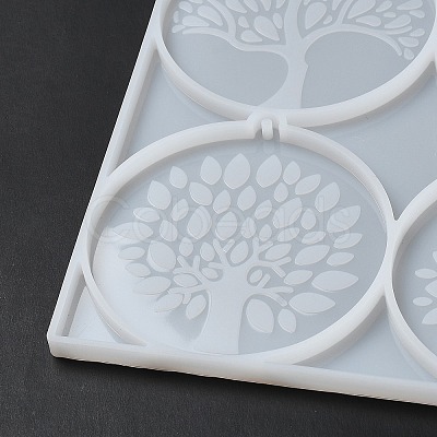 Flat Round with Tree of Life Pendant Silicone Molds DIY-L071-04-1