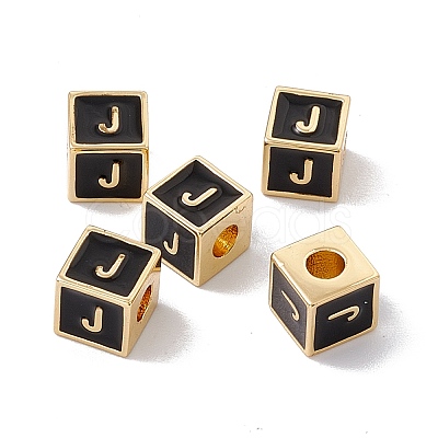 Rack Plating Brass Enamel Beads KK-B060-04G-01J-1