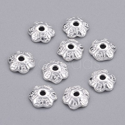 6-Petal Tibetan Style Alloy Flower Bead Caps TIBE-S220-S-RS-1