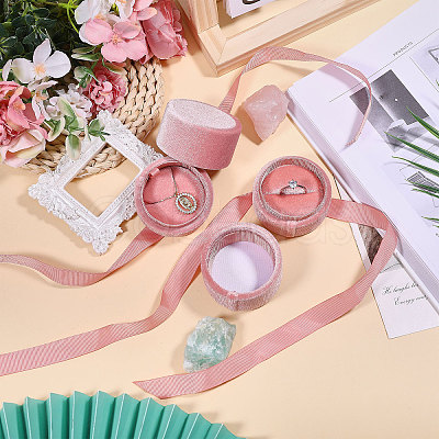 2Pcs Round Velvet Ring Boxes & Pendant Boxes Sets VBOX-CA0001-04B-1