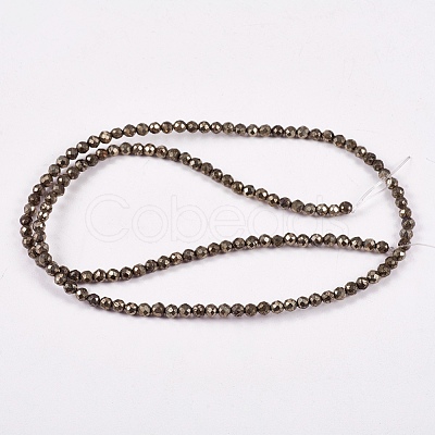Natural Pyrite Beads Strands G-L031-3mm-03-1