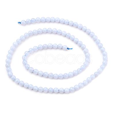 Natural Blue Chalcedony Bead Strands G-R193-02-4mm-1