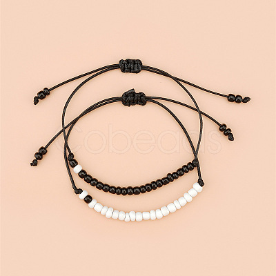 Personalized black and white rice bead wax thread woven bracelet jewelry UZ7262-1