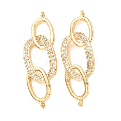 Brass Micro Pave Clear Cubic Zirconia Connector Charms CU-CBA4579-16G-1