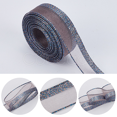 Sparkle Polyester & Metallic Mesh Ribbon for Bowknot Making OCOR-WH20007-19B-1