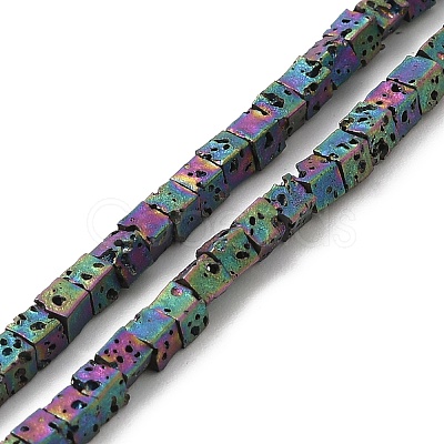 Electroplated Natural Lava Rock Beads Strands G-Q1009-B01-02H-1