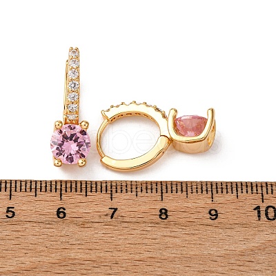 Flat Round Brass Micro Pave Cubic Zirconia Hoop Earrings EJEW-F384-03G-1