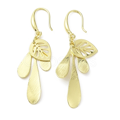 Rack Plating Brass Leaf Dnagle Earrings KK-C029-11G-1