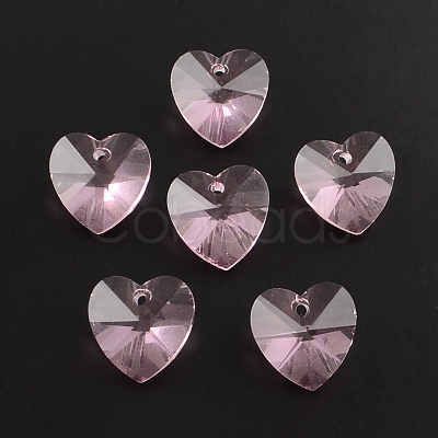 Transparent Glass Heart Pendants GLAA-R082-09-1