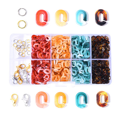 800Pcs 4 Colors Oval Acrylic Linking Rings DIY-YW0002-39-1