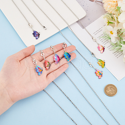 16Pcs 8 Colors Butterfly Alloy Charms Ceiling Fan Pull Chain Extenders HJEW-GO00069-1