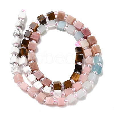 Natural Howlite & Pink Opal & Flower Amazonite & Rhodonite & Tiger Eye Beads Strands G-H333-03A-1