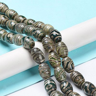 Tibetan Style dZi Beads Strands TDZI-E005-01A-1