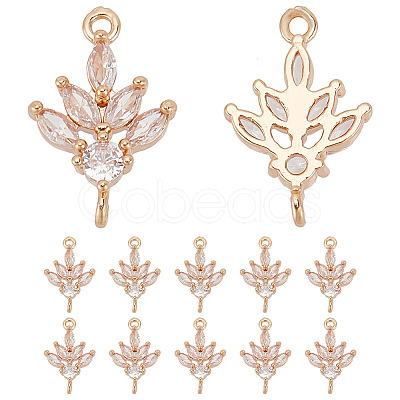 12Pcs Brass Pave Clear Cubic Zirconia Connector Charms ZIRC-AR0001-24-1