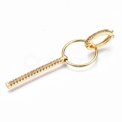 Brass Micro Pave Clear Cubic Zirconia Interlocking Clasps KK-T063-64G-NF-1