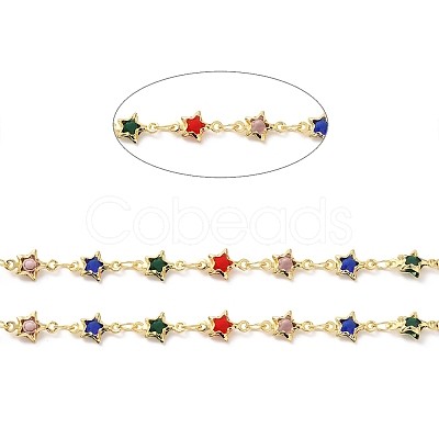 Star Handmade Brass Glass Beaded Chains CHC-M024-03G-1