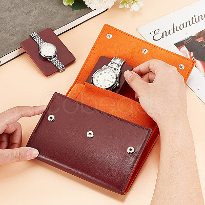 Portable PU Leather Single Watch Pouch Storage Bags ABAG-WH0048-20B-1