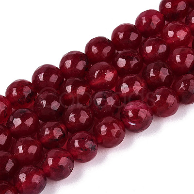 Dyed Natural White Jade Beads Strands X-G-T139-8mm-60-04-1