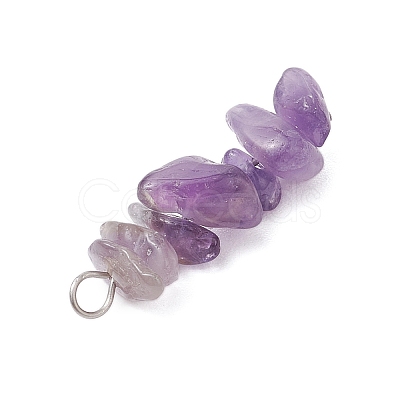 3Pcs Natural Rose Quartz & Amethyst & Lapis Lazuli Chip Beaded Constellation Pendants PALLOY-JF03043-07-1