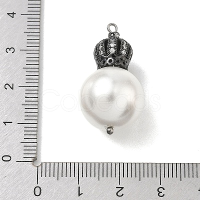 Brass Micro Pave Clear Cubic Zirconia and Creamy White Imitation Pearl Pendants KK-A300-13B-B-1