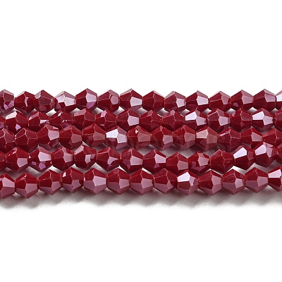 Opaque Solid Color Electroplate Glass Beads Strands GLAA-F029-P4mm-C01-1