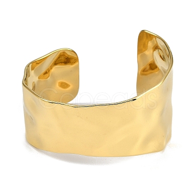 304 Stainless Steel Textured Cuff Bangles for Women BJEW-Z077-02G-1