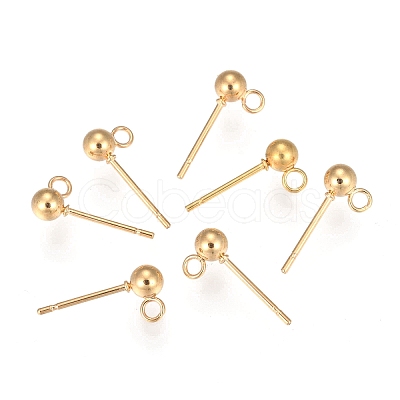 202 Stainless Steel Ball Stud Earring Findings STAS-F141-06G01-3mm-1