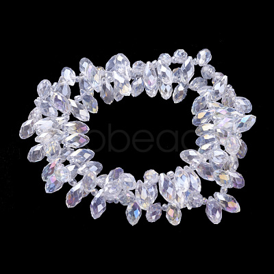 Electroplate Glass Faceted Teardrop Beads Strands X-EGLA-D014-01-1