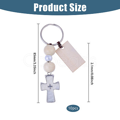 Wood & Alloy Enamel Pendants Baptism Keychin KEYC-CA00006-1