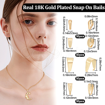 200Pcs 4 Styles Brass & 201 Stainless Steel Snap on Bails KK-BBC0008-11-1