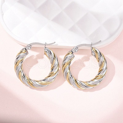 304 Stainless Steel Two Tone Hoop Earrings EJEW-B150-01D-1