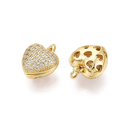 Brass Micro Pave Cubic Zirconia Heart Charms KK-N287-35G-1