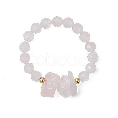 Natural Rose Quartz Beaded Rings RJEW-TA00191-03-1