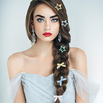 12Pcs Star Iron Snap Hair Clips OHAR-CP0001-24B-1