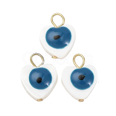 Natural Freshwater Shell Blue Evil Eye Charms PALLOY-JF04548-02-1