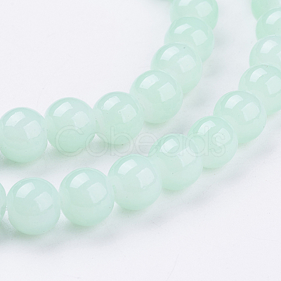 Imitation Jade Glass Beads Strands X-DGLA-S076-8mm-20-1