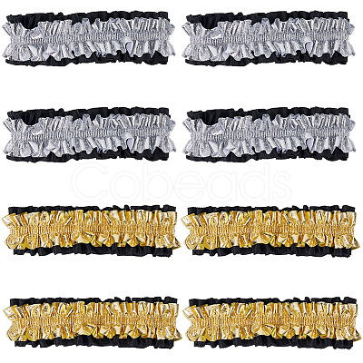 6 Pairs 2 Colors Polycotton Elastic Garter Leg Ring AJEW-GF0008-40-1