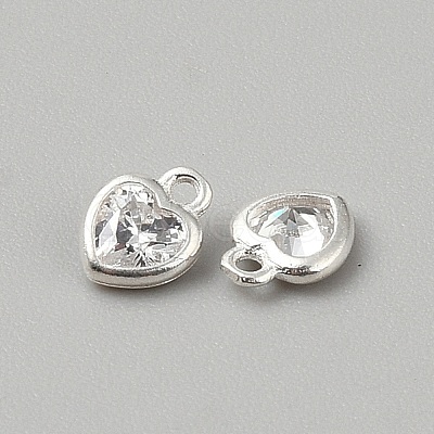 925 Sterling Silver Pave Clear Cubic Zirconia Heart Charms LS-STER-WH0007-11S-1