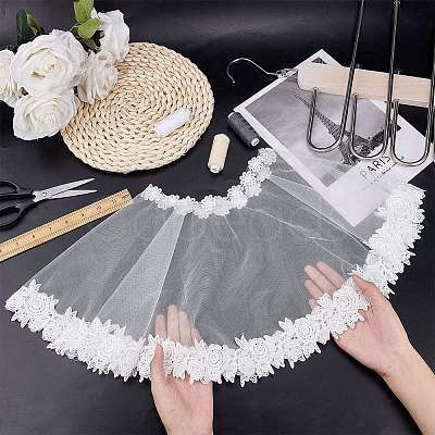 Detachable Polyester Bridal Lace Shawls AJEW-WH0248-17-1