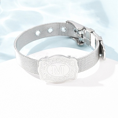 304 Stainless Steel Watch Band Chain Bracelets for Women Men BJEW-P386-09P-M-1