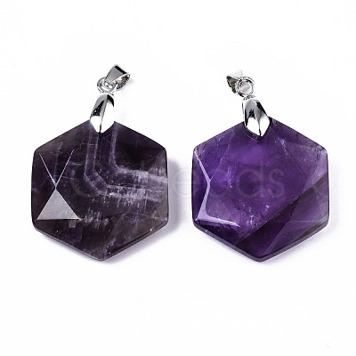 Natural Amethyst Pendants G-T131-27A-1