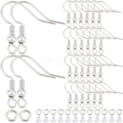 SOFPLATE 200Pcs Brass Earring Hooks KK-SP0001-44P-1