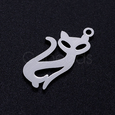 Tarnish Resistant 201 Stainless Steel Kitten Pendants STAS-Q201-JN288-1-1