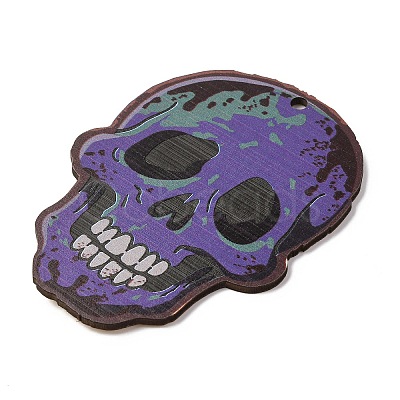 Halloween Printed Wooden Big Pendants WOOD-I016-01G-1