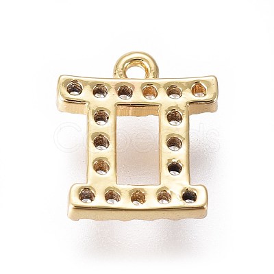 Golden Plated Brass Micro Pave Cubic Zirconia Charms ZIRC-L075-51H-1