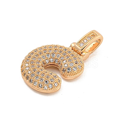 Brass Micro Pave Clear Cubic Zirconia Pendants KK-B099-01G-C-1