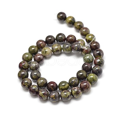 Natural Bloodstone Round Beads Strands X-G-P075-04-8mm-1